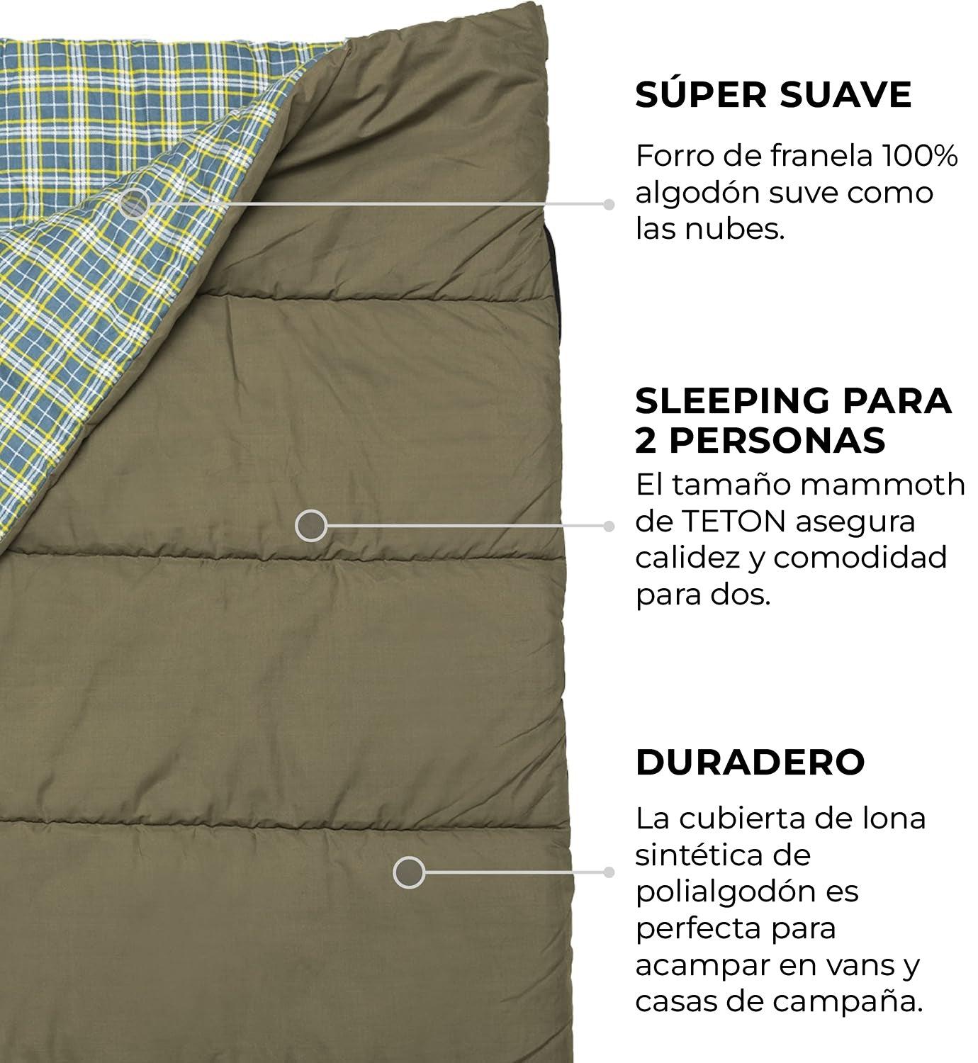 Sleeping Para 2 Personas "Evergreen Mammoth" 20°F (-7°C) TETON - Estaca Outdoors