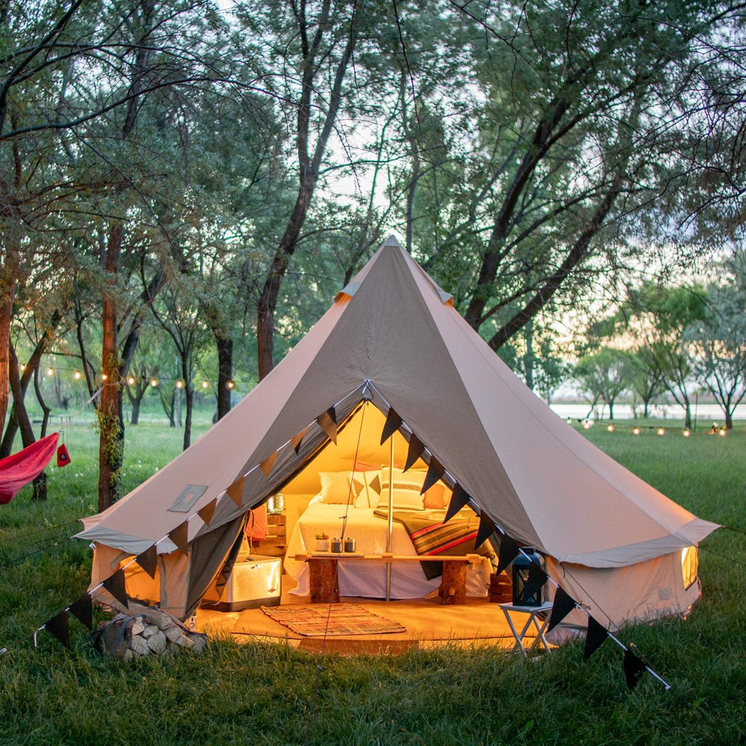 Tipi Carpa de Lona de Algodón Para 8 Personas SIERRA Canvas 16" (4.8m Diámetro) 4 Estaciones TETON - Estaca Outdoors