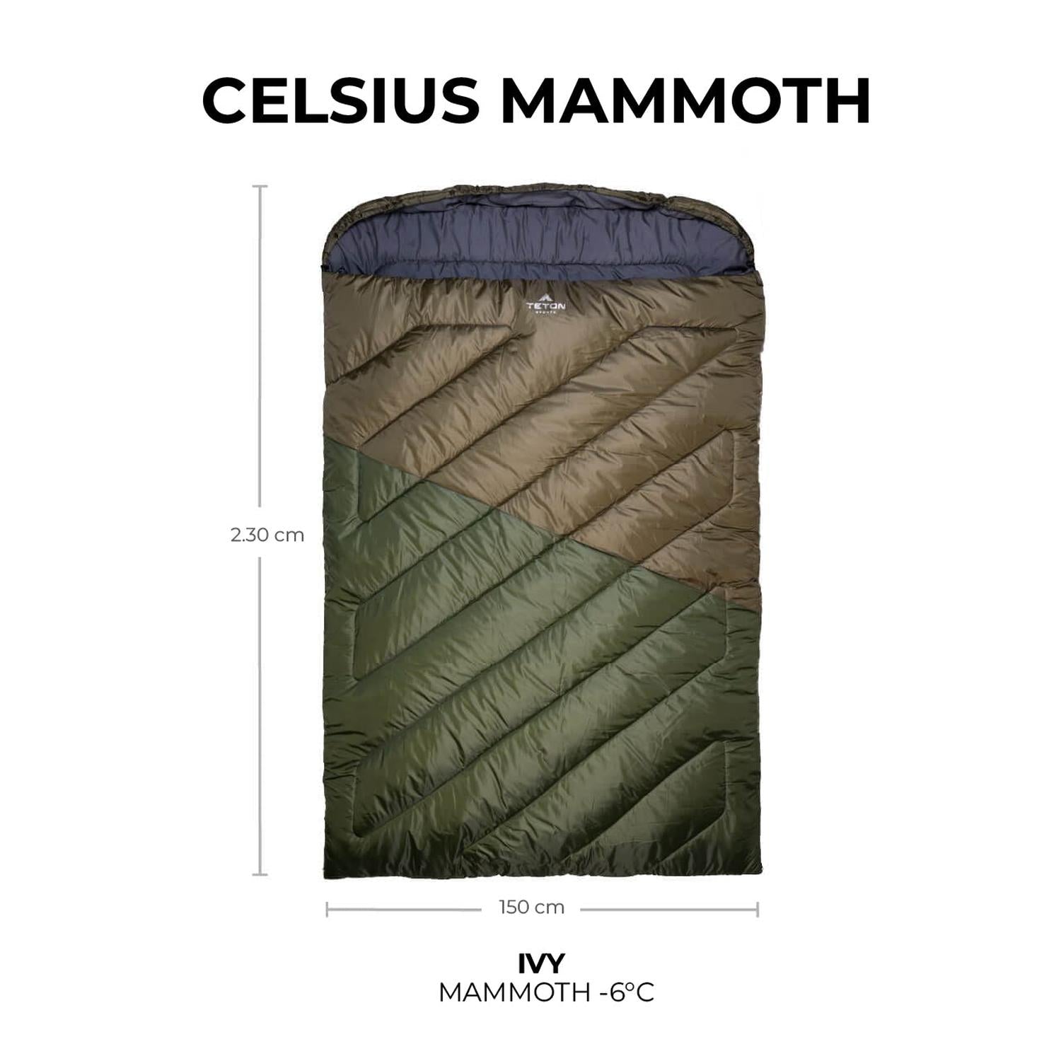 Sleeping Para 2 Personas "Celsius Mammoth" de 20°F (-7°C) TETON - Estaca Outdoors