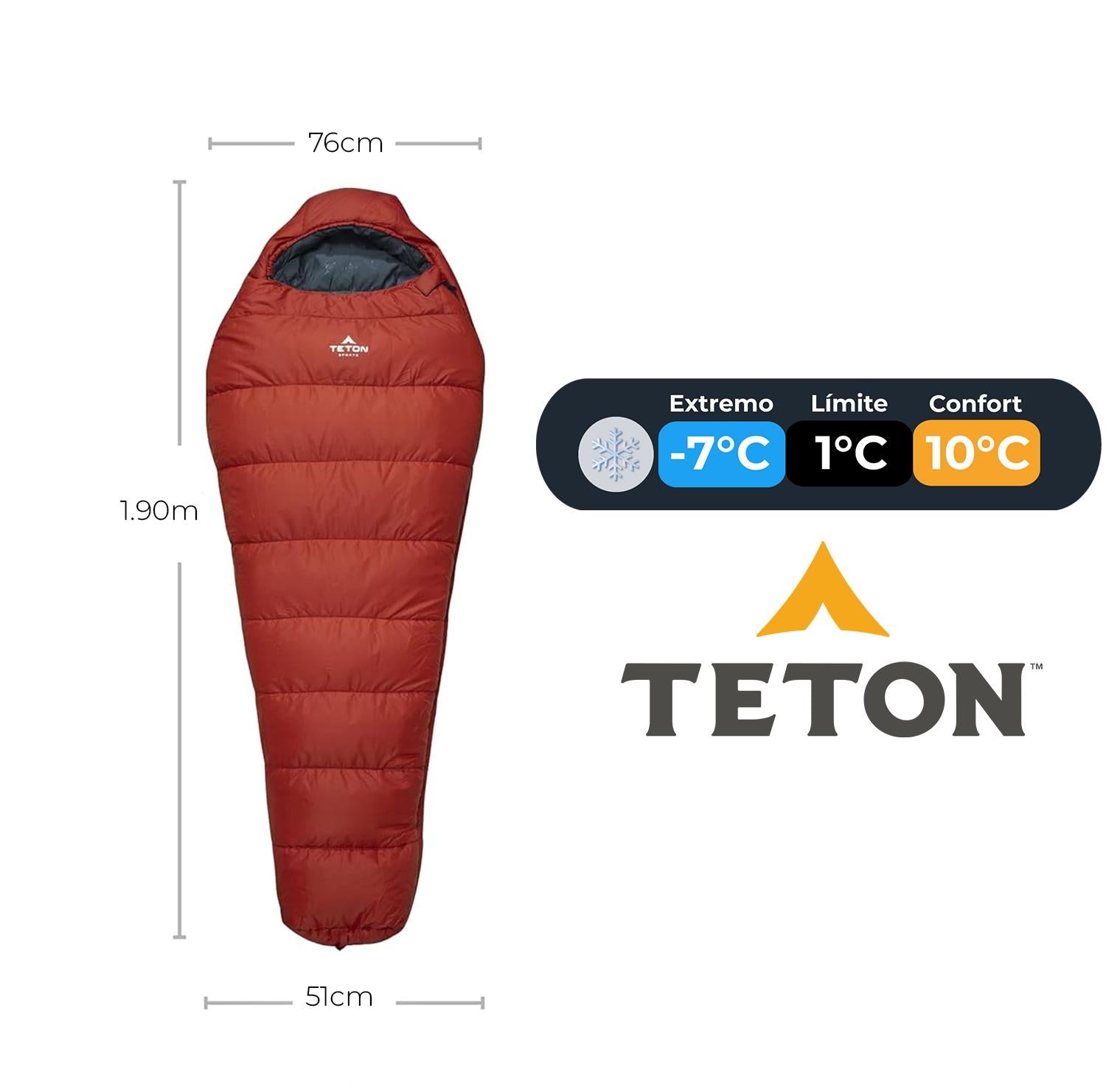 Sleeping Tipo Momia LEEF 20°F (-7°C) Mediano (1.90m) TETON - Estaca Outdoors
