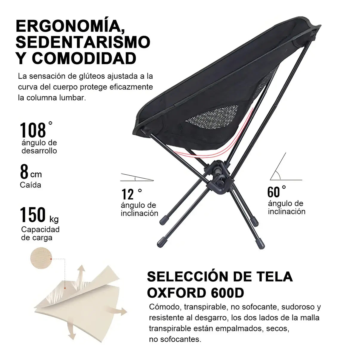 Silla Plegable Portátil Para Camping Playa Exteriores