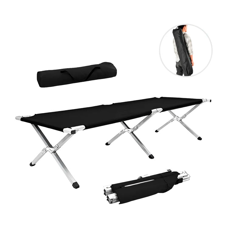 Catre Plegable Para Acampar Cama Portátil Exterior Campismo Color Negro