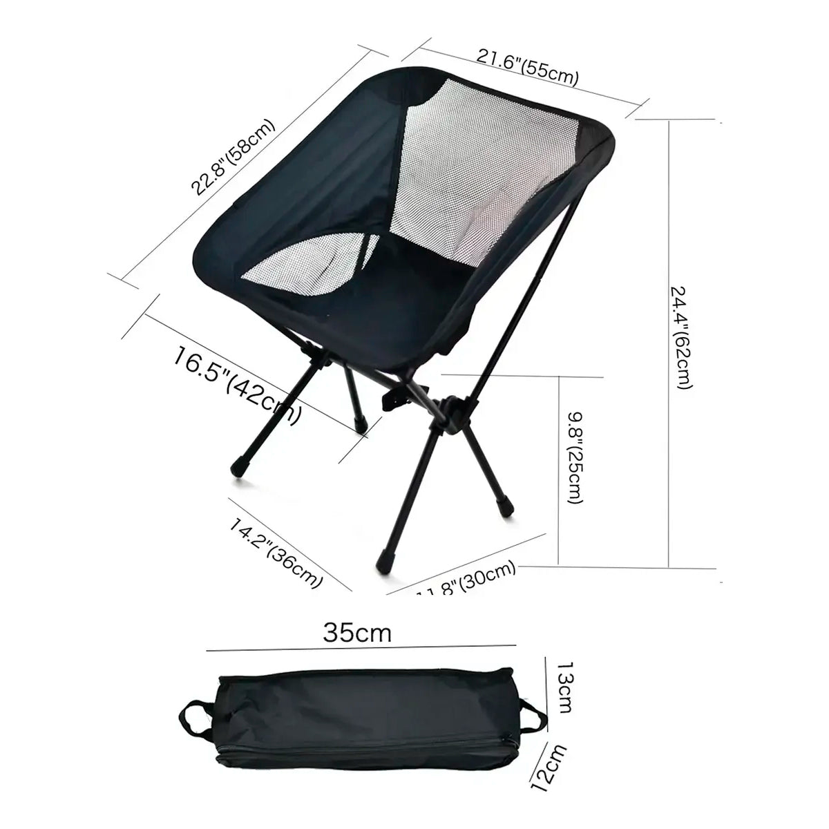 Silla Plegable De Camping Portátil De Carga De 150kg