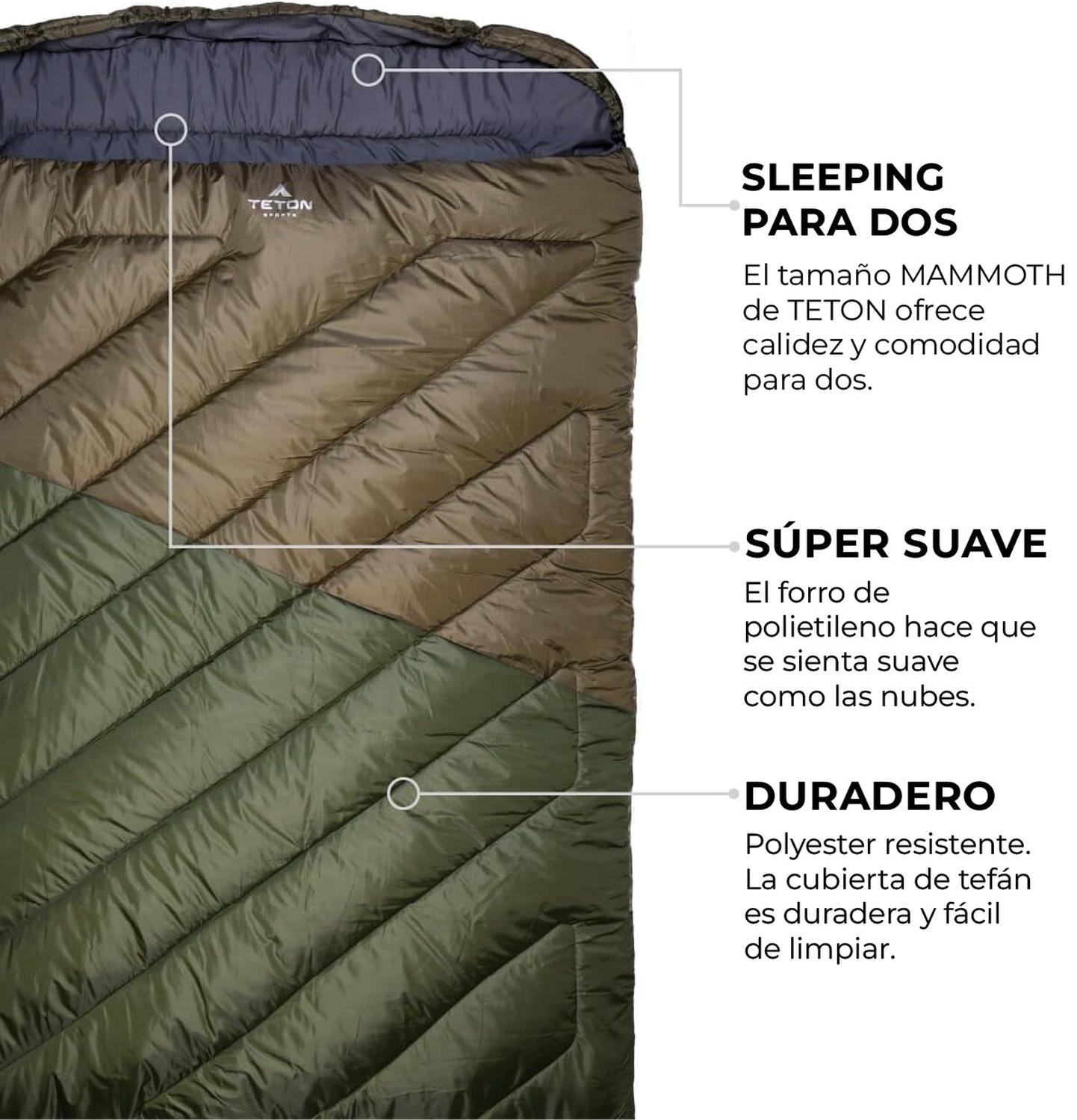 Sleeping Para 2 Personas "Celsius Mammoth" de 20°F (-7°C) TETON - Estaca Outdoors