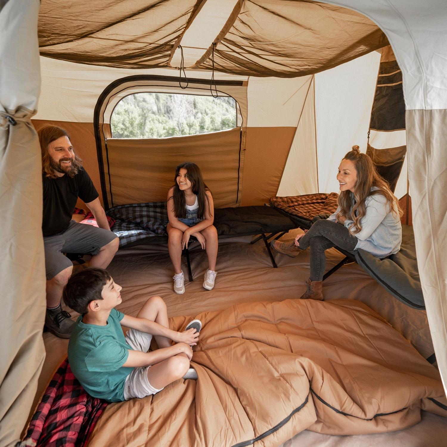 Casa de Campaña de Lona de Algodón Mesa 10' (3mx3m) Para 6 Personas (4 Estaciones) TETON - Estaca Outdoors