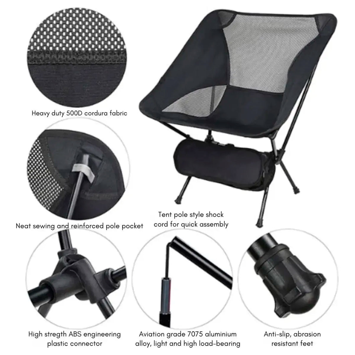 Silla Plegable De Camping Portátil De Carga De 150kg