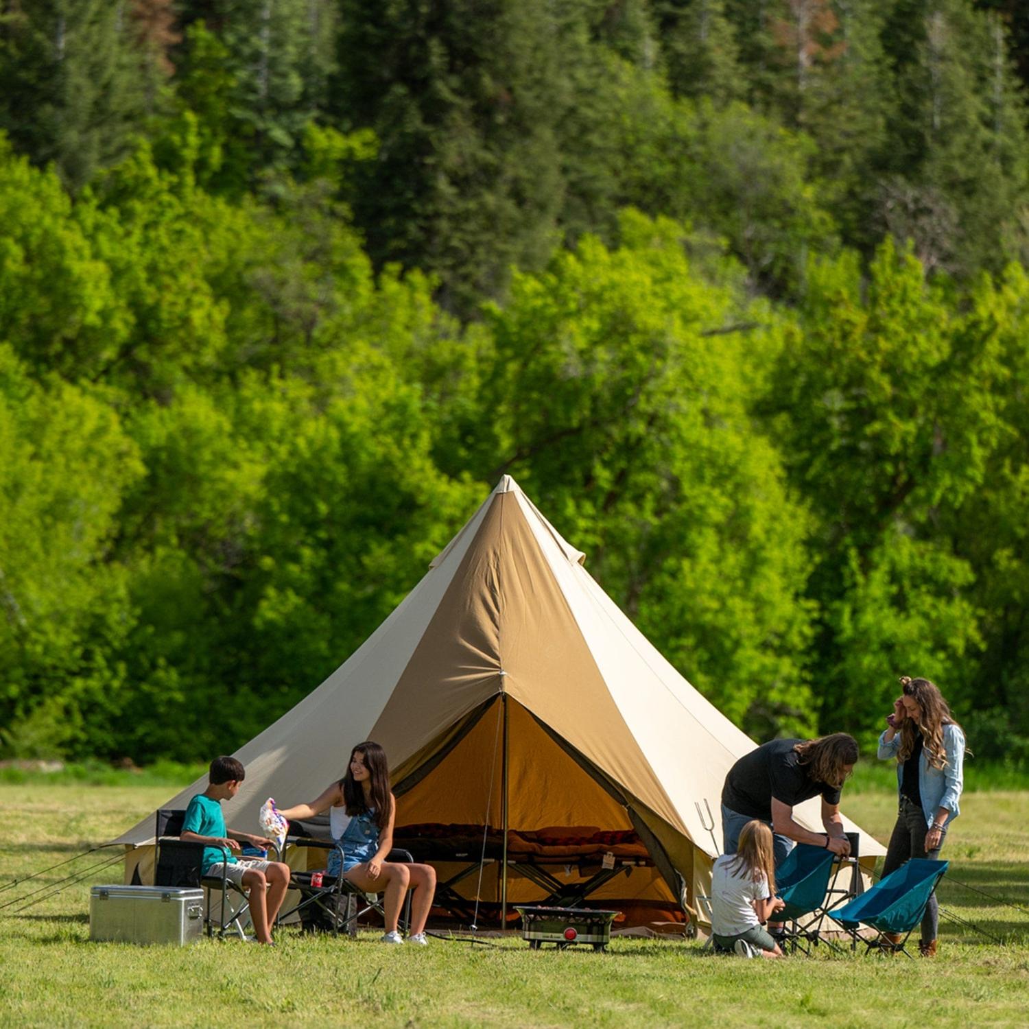 Tipi Carpa de Lona de Algodón Para 8 Personas SIERRA Canvas 16" (4.8m Diámetro) 4 Estaciones TETON - Estaca Outdoors