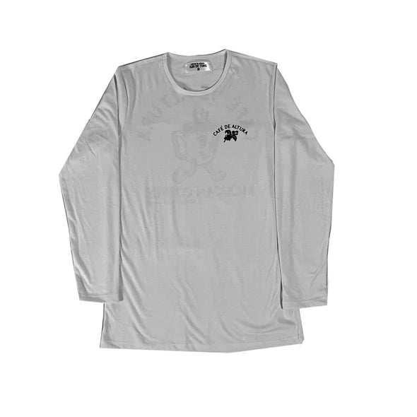 Playera Café De Altura Tee | Blanca Manga Larga Ojo de Toro