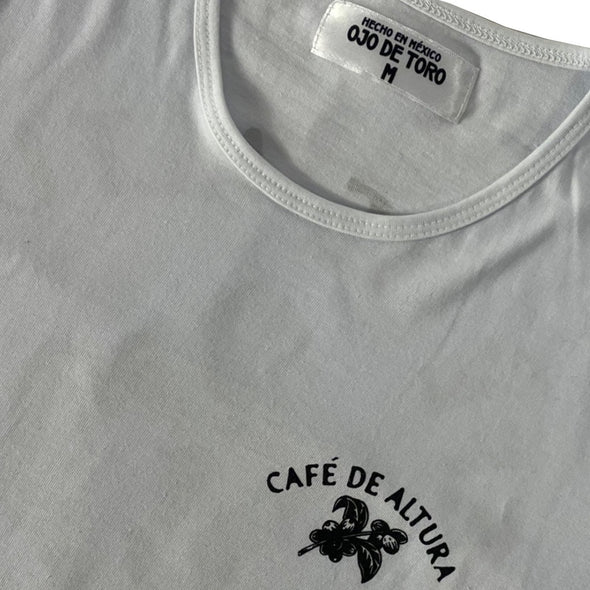 Playera Café De Altura Tee | Blanca Manga Larga Ojo de Toro - Estaca Outdoors
