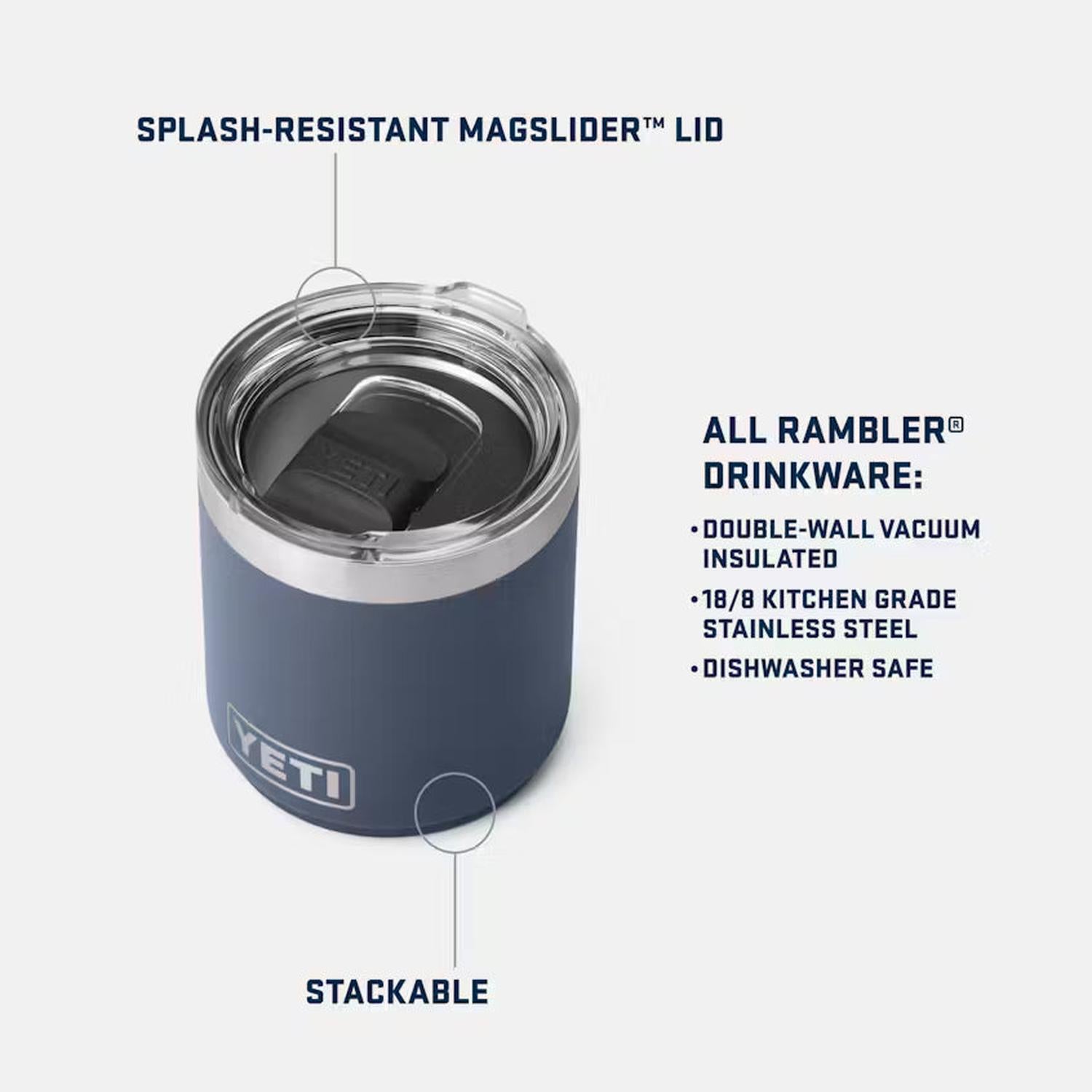 Vaso Lowball Rambler™ 295ml (10oz) con Tapa Magslider™ YETI - Estaca Outdoors