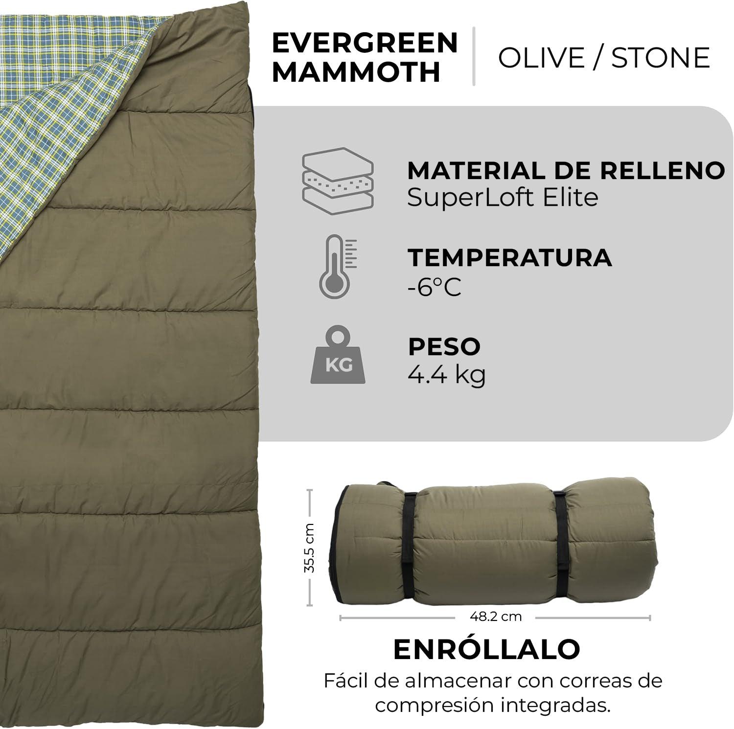 Sleeping Para 2 Personas "Evergreen Mammoth" 20°F (-7°C) TETON - Estaca Outdoors