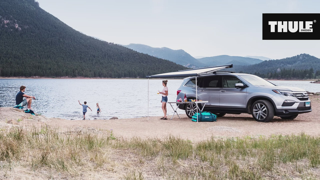 Cargar vídeo: Toldo HideAway Awning 3.25 largo x 2.44 ancho (2.5m altura máxima) THULE